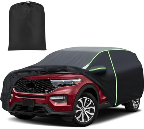 Mixsuper Liner Car Cover for Ford Explorer 1995-2026, 7 Layers Full Car Cover All Weather Car Covers for Explorer, Waterproof Outdoor Cover with Zipper Door Reflective Strips