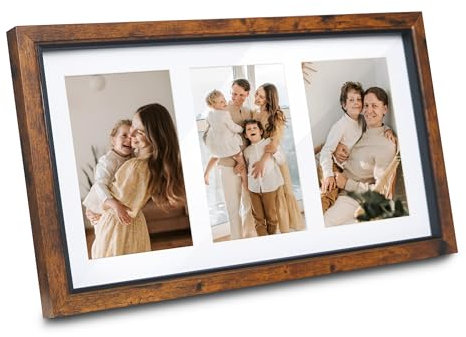 Shampsen 10x15 Bilderrahmen für 3 Fotos Braun Collage Bilderrahmen,Fotocollage,für Wandmontage & Tischdisplay