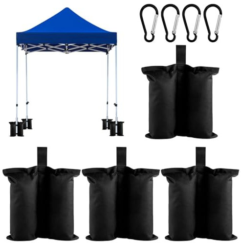 Lvjkes 4 Stück Pavillon Sandsäcke, Pavillonstandfüße Anzeigetafel Base Beschwerte Fußtasche, 600D-Oxford-Gewebe wasserdicht, Reißfestes geeignet für Markisen, Pavillons und Zelte im Freien