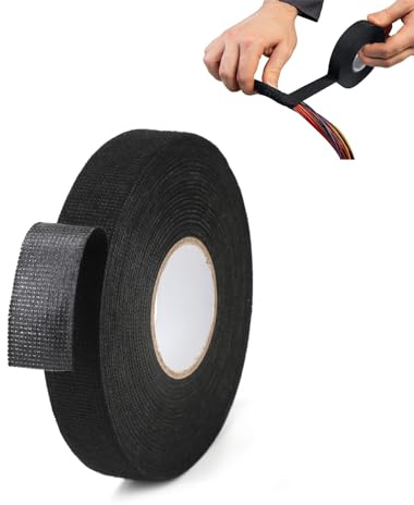 25Mx19MM Black Fabric Cloth Self-Adhesive Tapes, Heat-Resistant Adhesive Cloth Fabric Tape, Automotive Tape Vehicle Insulation,Anti Rattle Felt Tape for Car Auto Vehicle Motorcycle Cable Fixed