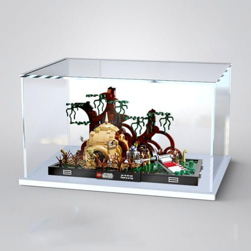 DISPLAYKING Acrylvitrine für Le-go Dago-bah Jedi Training Dio-Rama 75330 (das Le-go Set ist nicht im Lieferumfang enthalten) (weiße Basis Basismodell (Dicke 3 mm)