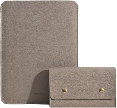 Yesmornsis PU-Leder Gepolsterte Laptophülle 14 Zoll Kompatibel mit 2024 MacBook Pro 14，Surface Laptop 13.5, Alter MacBook Pro 13 Retina mit Ladegerät-Tasche Farbe Camel