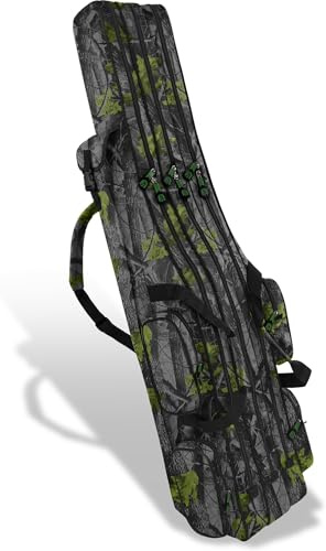 normani Fishing Sports Rutentasche Anglertasche 160 cm Länge mit 3 Kammern bis 6 Ruten für Angelruten, Kescher und Rutenhalter