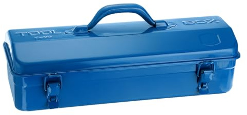 sourcing map Tool Box 16.5 Portable Steel Tool Box Hip Roof Style with Metal Latch Closure Tool Chest for Household Workshop Car, Blue