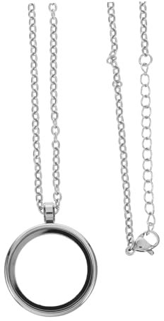 STOBOK Memory Locket Charm Photo Necklace Picture Locket Necklace Round Floating Photo Charms Hair Memorial Keepsake for Women Wedding Bouquet Charms Pendant Box