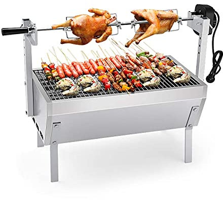 YXZQLOZ Kit de Parrilla automática eléctrica Parrilla de Barbacoa portátil/Parrilla de carbón, Parrilla de Barbacoa al Aire Libre para el hogar