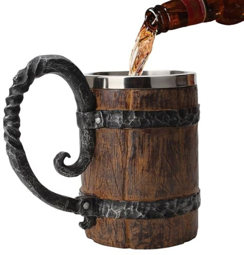Boccale Di Birra Alla 550ml Boccale Di Birra Antico Portatile Con Secchiello Bicchieri In Acciaio Inossidabile A Tenuta Stagna Con Manico, Boccale Da Cocktail Medievale Fatto A Mano Per Birra E