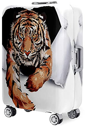 Highdi 18-32 Zoll Kofferschutzhülle, 3D-Tiger-Druck Elastisch Reise Kofferhülle, Staubdicht Koffer Schutzhülle,Kofferhülle mit Reißverschluss Kratzfest Kofferschutzhülle (XL,Tiger)