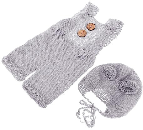 LIFKOME 1 Satz Handgewebtes Kostümset Hübsche Hosenträgerhose Bärenmütze Für Babyfotos Langlebiges Material