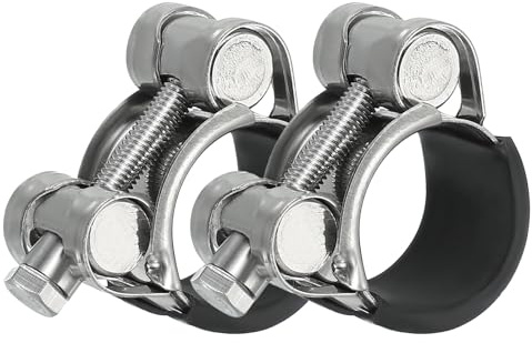 PATIKIL 23-25mm T-Bolt Hose Clamp, 2 Pack Rubber Cushioned Intake Intercooler Pipe Tube Clamps 304 Stainless Steel Radiator Hose Clamp for 0.91-0.98 Pipe