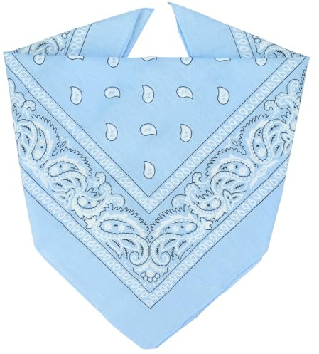 ZENO Bandana Bleu Clair - 100% Coton & Fibres Naturelles - Foulard Bleu Clair Sans Polyester - Qualité Supérieure - Doux, Durable et Lavable en Machine - Bandana Homme - Unisexe et enfants