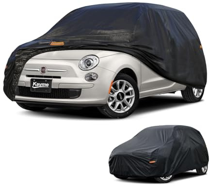 Kayme Bâche de voiture, imperméable et respirante, protection contre pluie, soleil, poussière, pour Fiat 500, Twingo, Toyota, Aygo, etc. Voir tableau des tailles de la voiture A1, noire