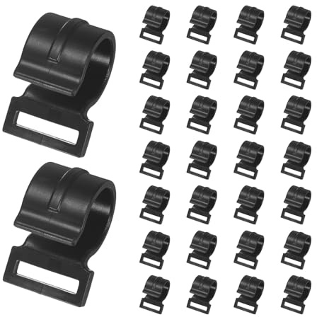 TIXIPEM Zeltstangen-Clips, 2,2 cm, C-förmige Klemme, Verwendung für Camping und Markisenzelt und Vordächer, Stangen – [POM-Kunststoff] Zeltstangen-Befestigungsclips, Gurtband-Klemme, 30 Stück