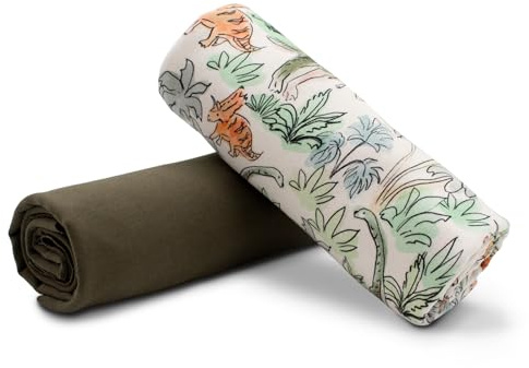 VmG-Store French Terry Stoffpaket Design + Uni Set je 0,5x1,45m Sweatstoff Design Sommersweat zum Nähen Kinderstoff Babystoff für Kinder Jungen Mädchen Kleidung (Set05 Dinos)