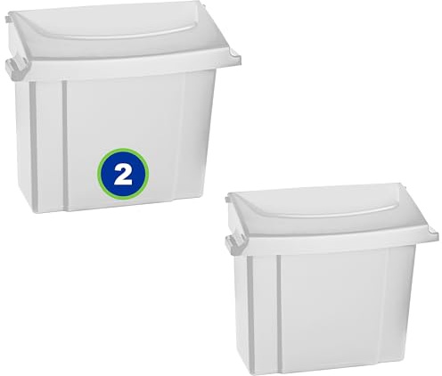 Alpine Sanitary Napkin Receptacle - Feminine Hygiene Disposal Container, Wall Mounted Trash Can with Odor Control Seal & Installation Hardware (White, 2 Pack)