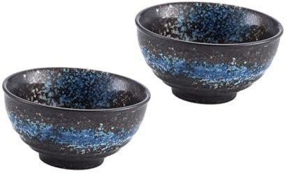 JECOMPRIS 2 Piezas Tazón de Japonés Retro para Sopa Ensalada y Arroz Estrellado Resistente Limpiar