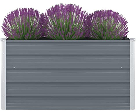 HaoChrymec Hochbeet with Verzinkter Stahl, Witterungsbeständig, Hochbeete für Garten, Hoch Beet Garten, Balkon Pflanzkasten Balkon, Grau, 100x100x45 cm