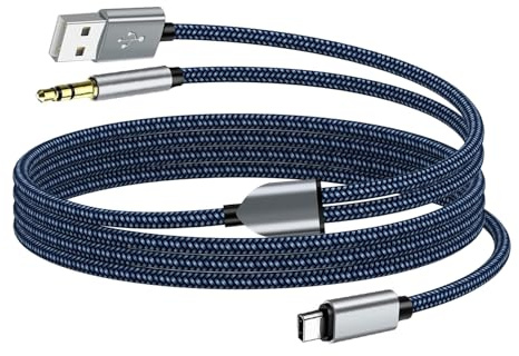 Giantdeer 1.2m USB C vers 3.5mm Audio Auxiliaire,USB-C vers 3.5mm Jack Adaptateur de Câble Auxiliaire, 2-en-1 Audio Cable Charging Cable for Car/Headphone/Stereo