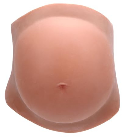 Masyrt Fejk Gravidmage i Silikon, Gravidmage i Silikon, Design med Klickfäste för Slitage, Justerbar Lätt Mjuk Konstgjord Babymage för Fester, Scenframträdande, Cosplay (Antik mässing)
