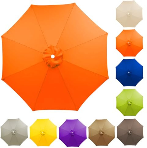 Replacement Parasol Canopy Garden Umbrella Replacement Cover, 2.0m 2.30m 2.5m 2.7m 3.0m Anti-UV Large Umbrella Cover for Garden, Patio, Beach, Pool(Orange,2.00m/8 Arms)