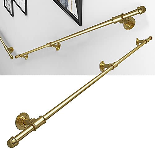 Gold Wrought Iron il for Stairs - 1m to 3m Indoor/Outdoor Wall-Mounted Security Railing Durable Metal Safety Steps Stylish Design for Home & Garden