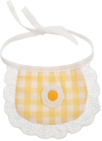 HEMOTON Lätzchen für Hunde mit Spitze Waschbar Karo-Blumenmuster für Kleine und Mittelgroße Haustiere Halstuch für Katzen und Hunde