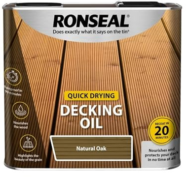 Ronseal Decking Oil Natural Oak Quick Drying Softwood Hardwood Oil 2.5L
