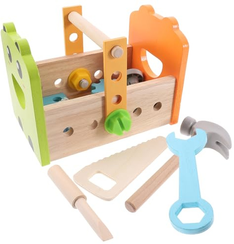 GARIOUANS Holz Werkzeugkasten Set Pädagogisches Sichere Lernspielzeuge für Jungen und Mädchen Leicht und Handlich Fördert Kreativität und Koordination für Kleinkinder Ab Jahren
