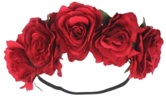 Gatuida Fascia Per Chioma Ghirlanda Di Rose Rosse, Copricapo Da Sposa e Damigella D’onore, Cerchietto Floreale Elegante Per Matrimoni, Feste e Accessorio Fotografico