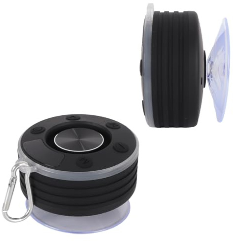 DUZEPA Enceinte de douche Bluetooth étanche IPX7 – Basses stéréo, son surround 360°, lumières RVB et radio, portable sans fil pour salle de bain/extérieur/fête/voyage
