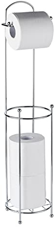 Crystals Stainless Steel Free Standing Toilet Roll Holder – Chrome Finish Bathroom Tissue Paper Stand with Stable Base, Rust-Resistant Wire Frame, Modern Design & Space-Saving Storage