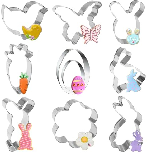 9 Pcs Ausstechformen Edelstahl, Plätzchenausstecher Tiere, Rostfreie Plätzchenform für Fondant, Sandwich, Brot, DIY Backen, Spülmaschinenfest