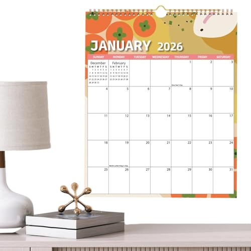 Familien-Wandkalender 2026 – Dickes Monatsplaner, akademischer Planer, Urlaubsplaner | Dekorativer Kalender mit großen Tagesblöcken für die Produktivität der Ge