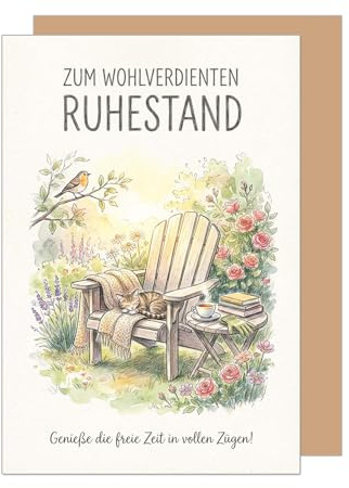 Edition Seidel Premium Glückwunschkarte zum Ruhestand mit Umschlag. Ruhestandskarte Karte Grußkarte Spruch Sprüche Pension Rente freie Zeit Garten genießen Kollege Kollegin Mann Frau (R160 SW026)