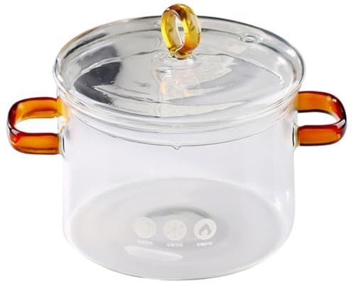 VICASKY Casserole à Mijoter en Verre Borosilicate 1500ml Double Poignée, Design Transparent pour Observer la Cuisson, Vie Quotidienne Fêtes Culinaires