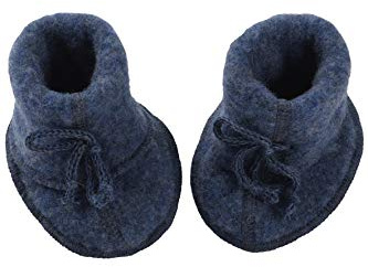 Engel Natur, Baby-Schühchen Fleece, 100% Wolle (kbT) (62/68-74/80, Blau Melange)
