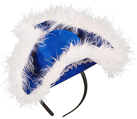 W WIDMANN MILANO Party Fashion 06902 - Haarreif Mini Dreispitz, mit Marabu-Federn, Blau, Funkenmariechen, Gardemädchen, Hut, Accessoire, Karneval, Mottoparty
