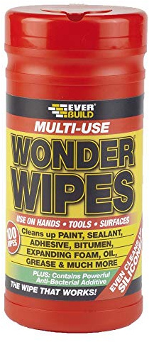 Everbuild 3X Multi-Use Wonder Wipes - 100 Wipes - Clear, Unscented, Multi Surface