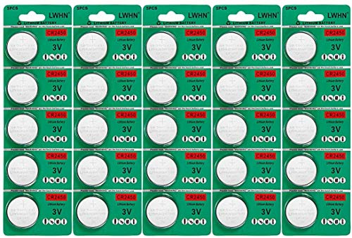 CR2450 3v Lithium Batterie CR 2450 Coin Cell Battery mit Kapazität 650mAh 25 Pack für Led Candles