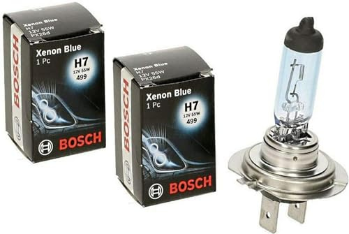 2x Bosch Xenon Blue H7 55W 12V 1987302075 Xenon Look Blau - Weiß Hight Tech Ersatz Halogen Birne für Scheinwerfer, Fernlicht, Abblendlicht - E-geprüft
