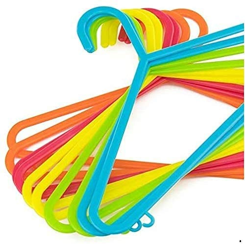 GLOW Kids Clothes Hangers – 40 Strong Colourful Fun Assorted Plastic Set for Baby Toddler Children with Bar & Hooks for Coats Shirts Trousers – Safe & Strong Child Storage for Wardrobe Cupboard Closet