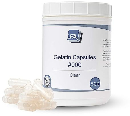 Size 000 Empty Capsules - 500 Count Gelatin Capsules Empty - 000 Joined Fillable Capsule - Pill Capsules Empty for Pill Filler Tray - Certified Halal Beef Gel Caps
