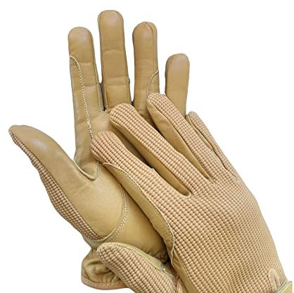 mustang eq Damen Reithandschuhe Beige Equestrian Echtleder & Baumwolle Premium-Qualität in Beige (Größe M)