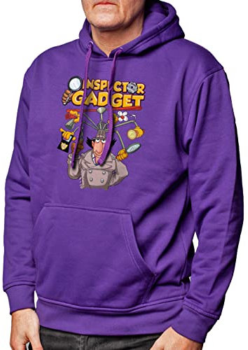 Camisetas EGB Sudadera Capucha Adulto/Niño Inspector Gadget Ochenteras 80´s Retro Comic Tallas Especiales (Morado, 3XL)