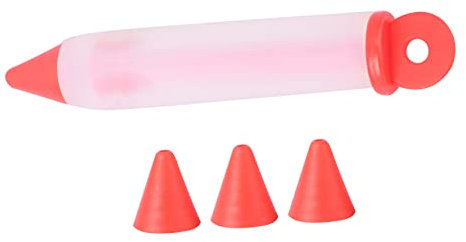 Cabilock Red Silicone Cake Decorating Pen Piping Pen Set Chocolate Writing Tools Easy to Fill Squeeze for Boys and Girls Nozzles for Cookie Cupcake Birthday Cake