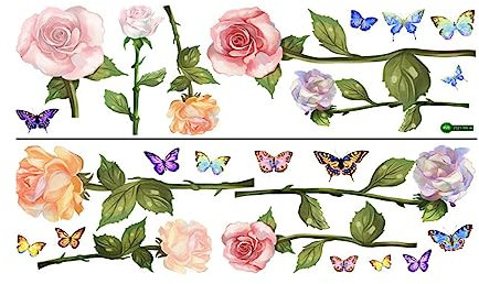 Dostear BordüRe Selbstklebend Kinderzimmer Tapeten Wohnzimmer Wanddeko Badezimmer 3d Fliesenaufkleber Wandleisten Rosa Rose 2St 30x90cm