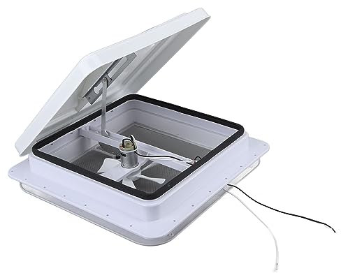 Kit D'évent de Toit Camping-car 35,6Cm avec Ventilateur Réversible 12V - Dispositif Ventilation pour Camping-car Couvercle Blanc Universel