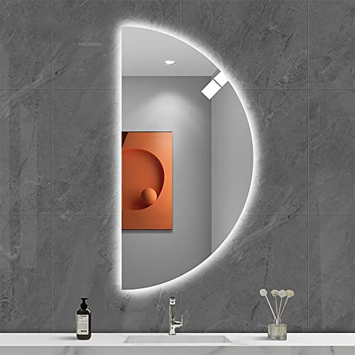 Specchio da Parete per Bagno,Specchio da Bagno a Mezzaluna a LED Specchio cosmetico antideflagrante Senza Cornice Premium Grande Specchio Decorativo antiappannamento per Montaggio a Parete per sogg