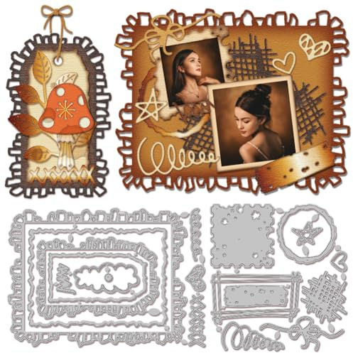 GLOBLELAND Metallstanzform, Unregelmäßige Etiketten Rahmen Stanzformen Für Die Kartenherstellung, Lesezeichen Rahmen Stanzformen, Vorlagen Für Scrapbooking, Tagebuch, Prägung, Papier, Basteln