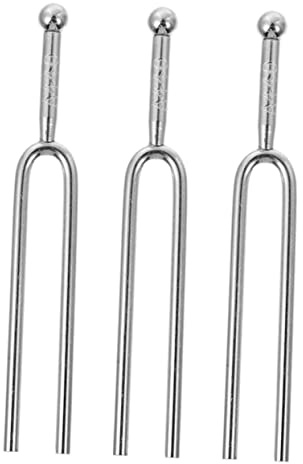 Gitarrenstimmgabeln 3 Stück Standard A 440 Hz für Musikinstrumente | Metall, Silber, Tragbar und Kompakt, für Musikperformance, Leicht zu Verstauen
